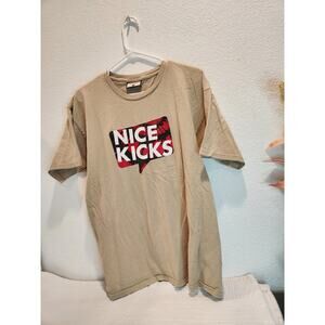 Nice Kicks Graphic Tee Beige Red Logo‎ | Made in USA | Size L | Streetwear